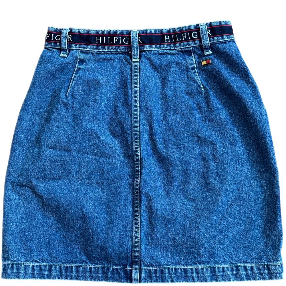 90's Tommy Hilfiger Denim Skirt | Tommy Hilfiger | 90s skirt Logo waist band - Picture 3 of 8